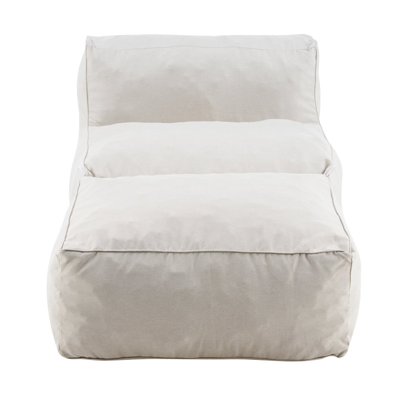 Bronwen Modern Coastal Outdoor Olefin Modular Chaise Lounge With Shredded Foam Fill, Beige