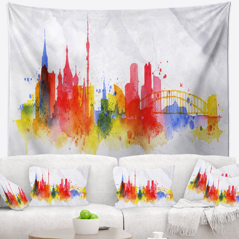 Tapisserie de skyline de moscou Cityscape, H 32 po x l 39 po