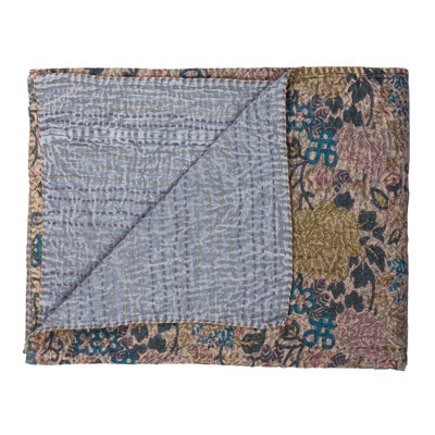 Kantha Quilted Throw Blanket