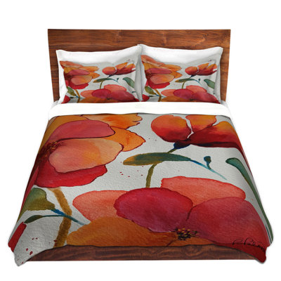 Ensemble de housse de couette en microfibre DiaNoche par Ruth Palmer - Rose, orange, floral 1
