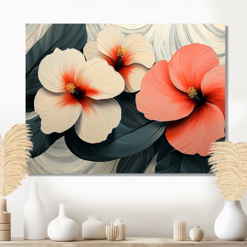 Coucher de soleil, hibiscus liquide Art Harmony I - Hibiscus, impression murale sur métal, H 30 po x l 40 po