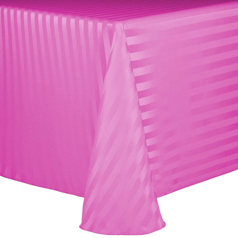 Ultimate Textile Satin Stripe Rectangular Tablecloth, Watermelon, 156" x 108", 2