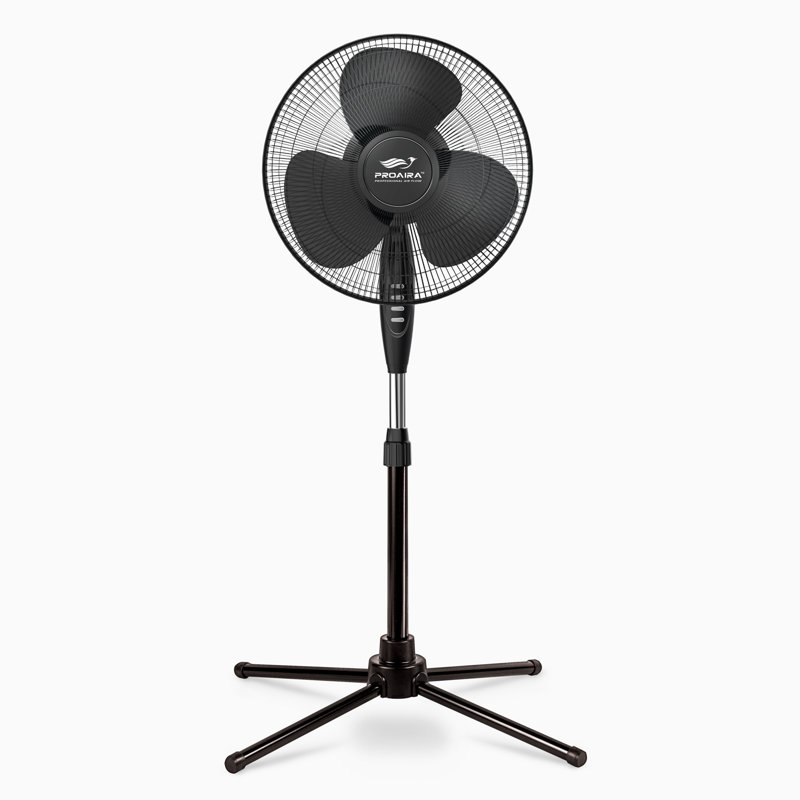 Proaira Black 16" Oscillating Pedestal Fan with Adjustable Height