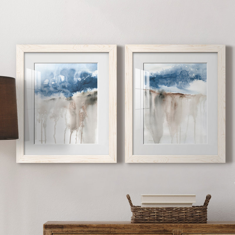 Windy Cliff I - ensemble de 2 reproductions d'art, H 20 po x l 17 po x P 1 po, Papier encadré blanc, Blanc