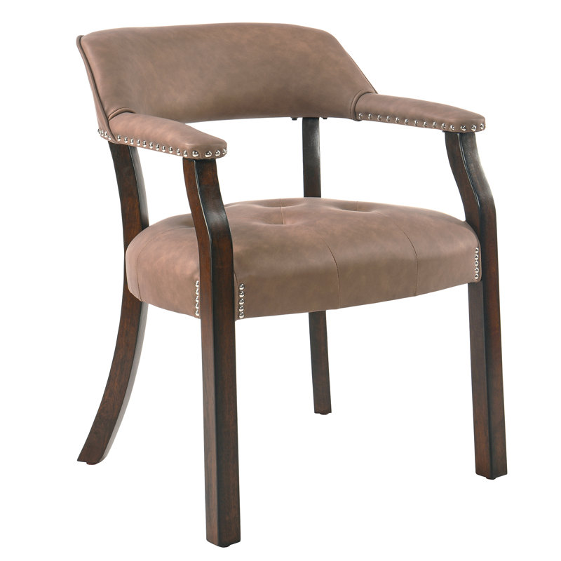 Chaise de salle à manger à accoudoirs capitonnés jaune terre, Jaune terre, Espresso