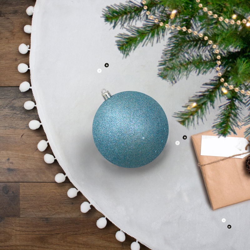 Shatterproof Christmas Ball Ornament, 4" H x 4" W x 4" D, Turquoise Blue
