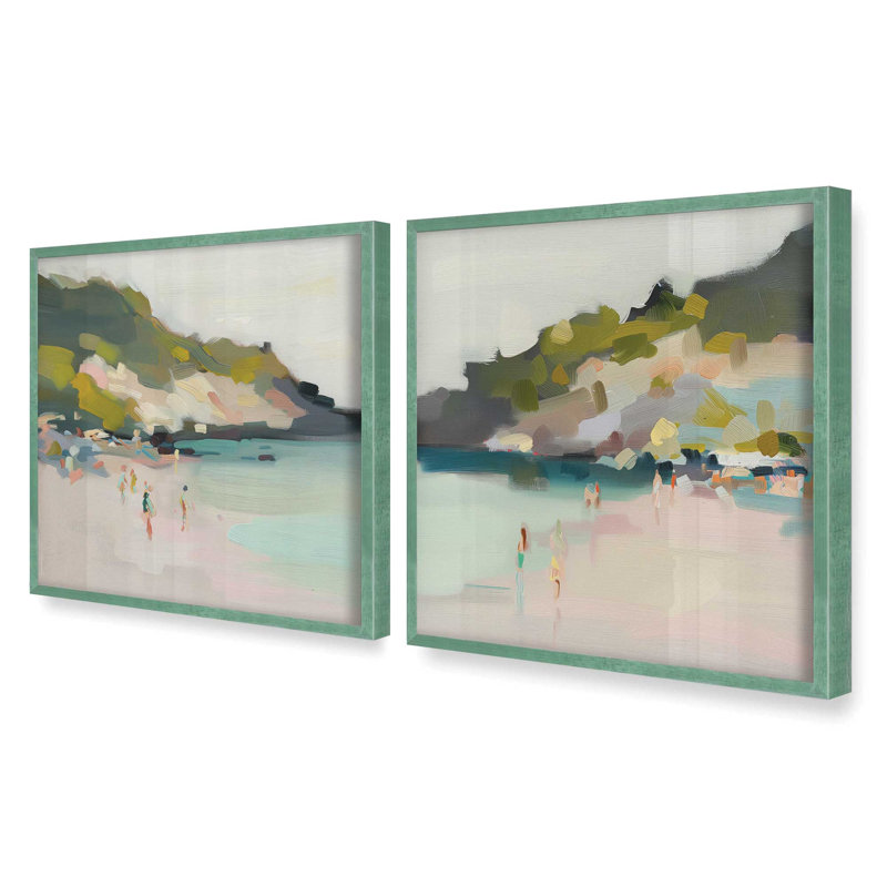 Ensemble de 2 pièces Sandy Spectrum encadrées sur papier par Azure Artisanal Studio, H 21 po x l 42 po x P 1,375 po