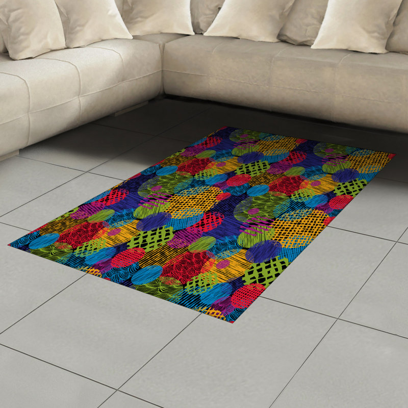 Funky High Density Long Fiber Poly Threads Decorative Area Rug Carpet, Rectangle 4' x 5'8"