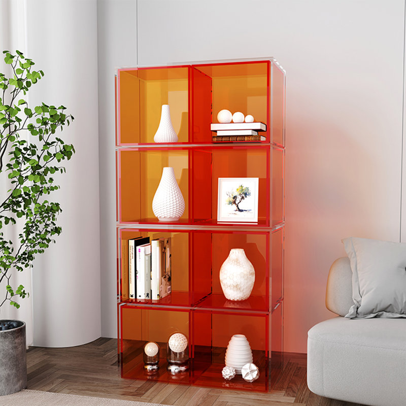 Bibliothèque de salon simple en acrylique, Orange