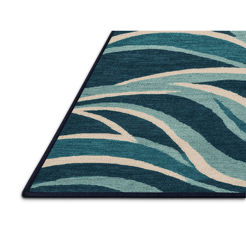 Washable Ocean Spray Hawaiian Area Rug, Square 6'