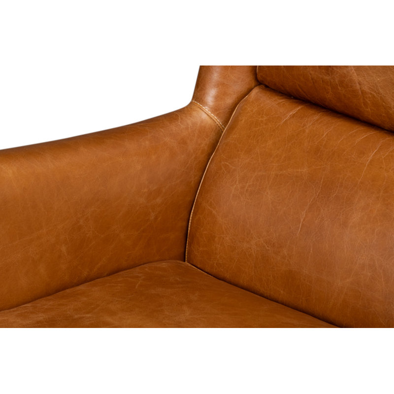 Elite Wingback Chair, Brown Genuine Leather
