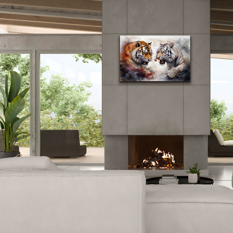 «Epic Graffiti», «Wild Life Of Predators In Watercolor 10» par Momart, art mural sur toile, H 26 po x l 40 po x P 1,5 po
