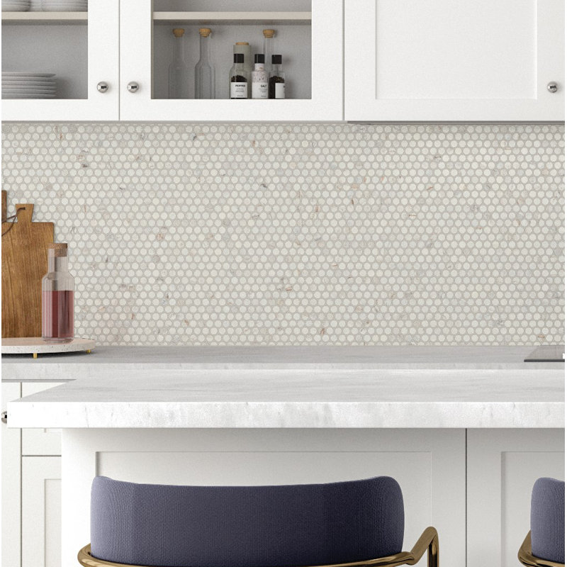 Carreau de mosaïque crème 0,75 po x 0,75 po