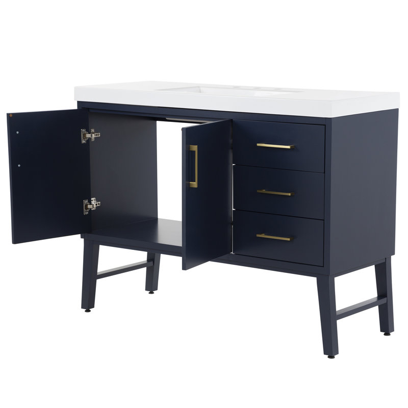 Brandeis 48.50'' Single Bathroom Vanity with Cultured Marble Top, Blue