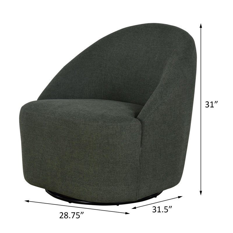 Fauteuil demi-tonneau pivotant Zorriah, Tissu vert forêt