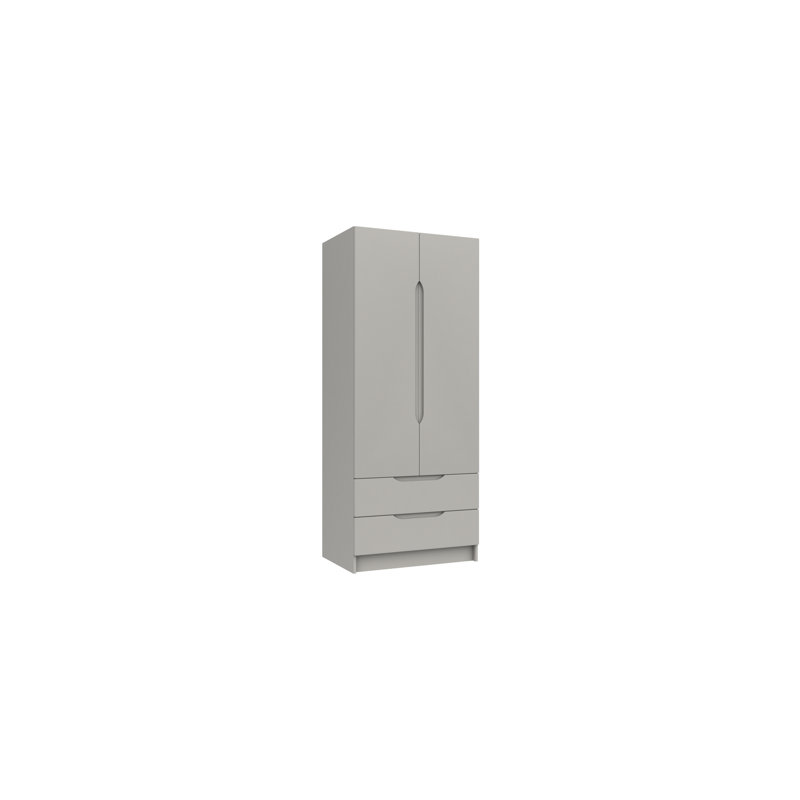 Alianys 2 Door Manufactured Wood Wardrobe, Light Grey Gloss