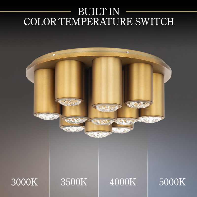 Tamara 14 - Light LED Flush Mount, Aged Brass