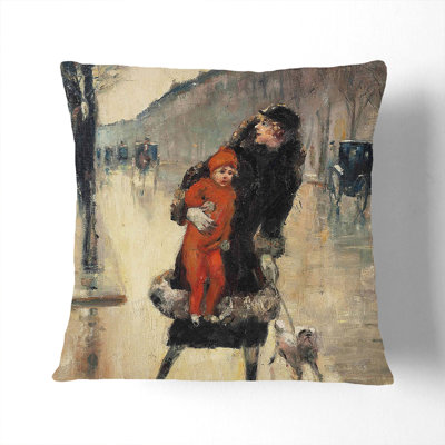 Mother With Child Square Throw Cushion
