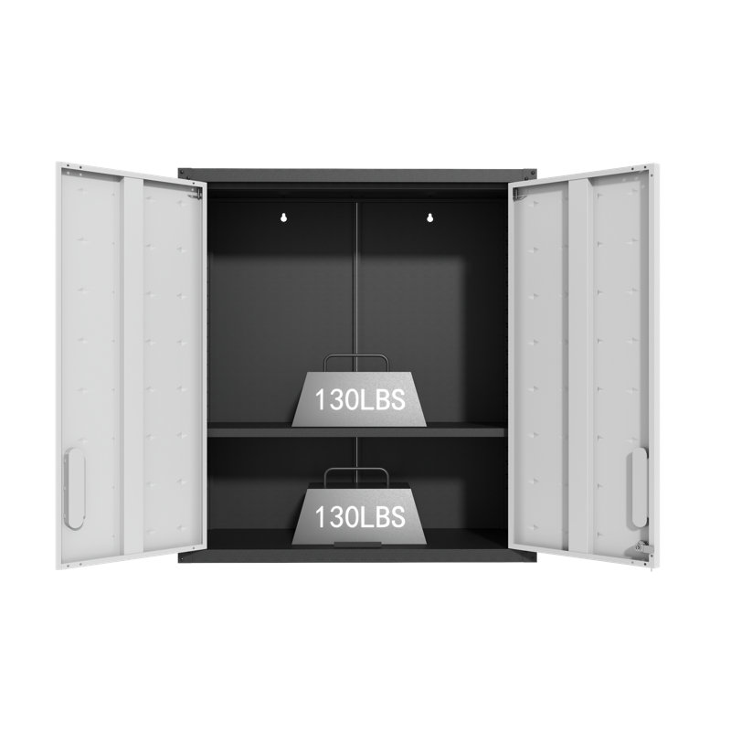 29.5'' Metal Wall Garage Storage Cabinet with Adjustable Shelf,Durable Tool Cabinet, Black/Grey
