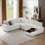 Canapé-lit modulaire convertible avec rangement modulaire pour le bureau à domicile | Velours côtelé | Blanc neige