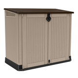 Keter Store-It-Out MIDI 4.3x3.7 ft. Durable Resin Outdoor Storage Shed With Floor and Double Doors for Garden Patio Furniture and Tools, Brown