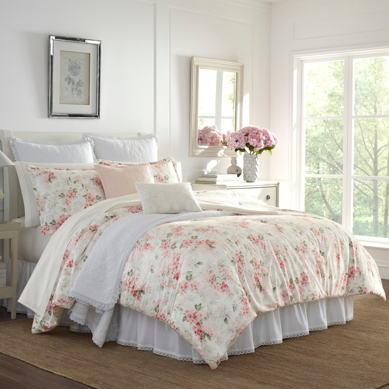 Ensemble d'édredon en micromolleton rose wisteria Laura Ashley, Édredon double / grand + 2 taies décoratives sta