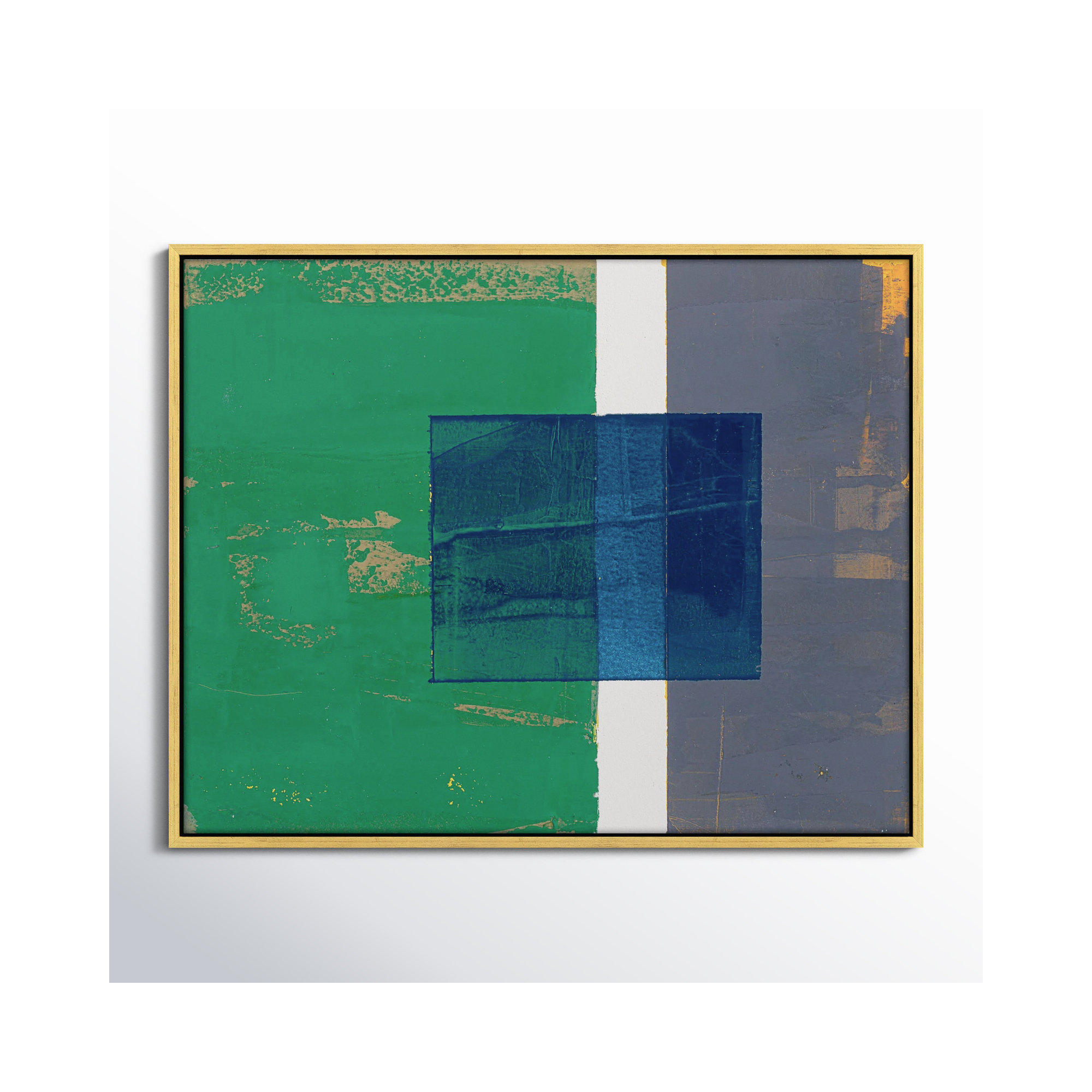 Bold In Blue 1 by Andrea Stokes, Gold Framed, 40" H x 50" W x 1.38" D