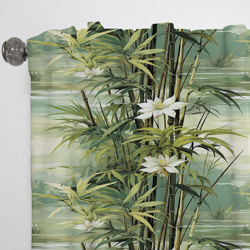 Bamboo Reflections Tropical Motif II - Rideau floral - Rideau floral obscurcissant - 1 panneau, L 52 po x L 95 po