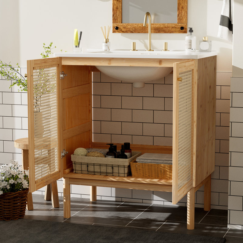 Meuble-lavabo naturel de 76 cm (30 po) - Grand espace, design élégant. Rehaussez votre décor. Portes de 76 cm (30 po) pour un style élégant et