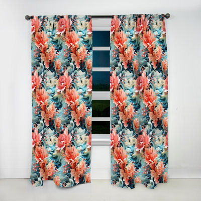 Motif tropical Coral Mirage - rideau tropical - obscurcissant velours - 1 panneau