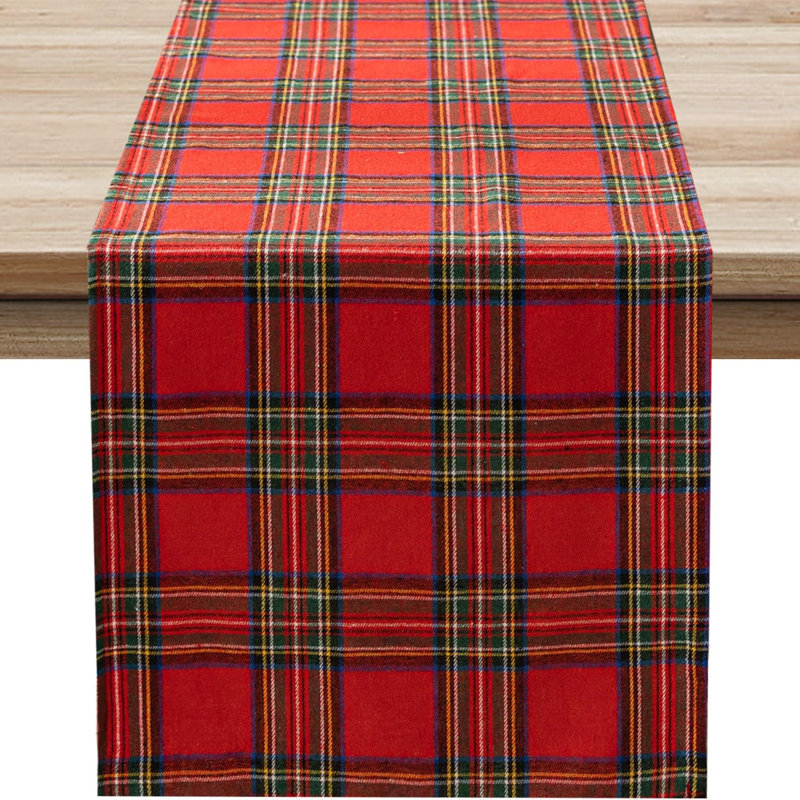 Christmas Checkered Table Runner, Red