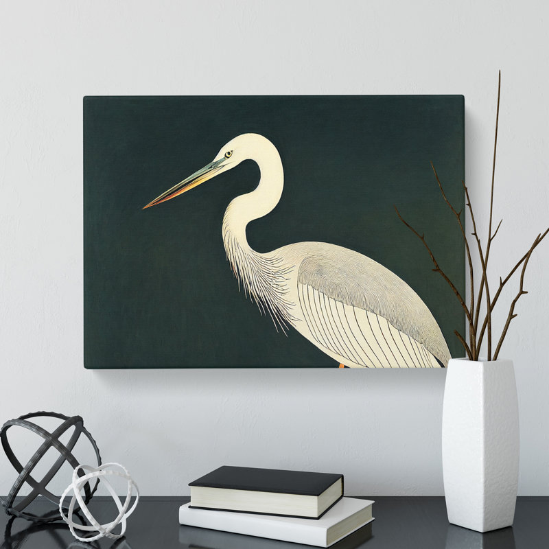 Exclusive Heron Bird - Wrapped Canvas, 40cm H x 60cm W x 3cm D