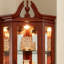 Solid Wood  Corner Curio Cabinet With Adjustable Glass Shelves & Mirrored Back, Traditional Display Storage For Living Room & Bedroom