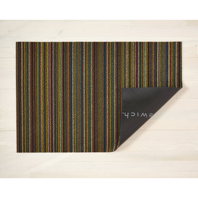 Non-Slip Striped Doormat, Green, 0.6cm H x 91cm W x 152cm L