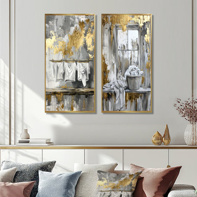 Grey Laundry Day Laundry III - Laundry Wall Art 2 Pieces Set