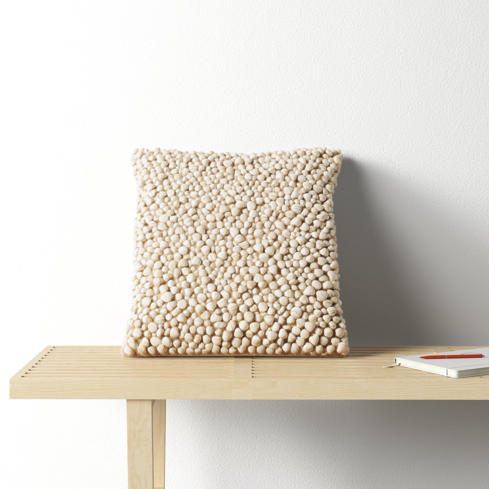 Upson 22" x 22" Wool Pillow Cover, Beige, Polyester