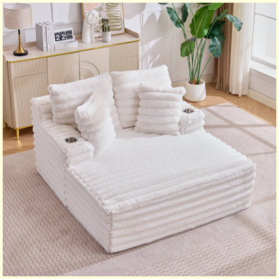 Oversized Chaise Lounge Chair with Pillows, Comfy Fluffy Cloud Couch, Single Sleeper, No Assembly