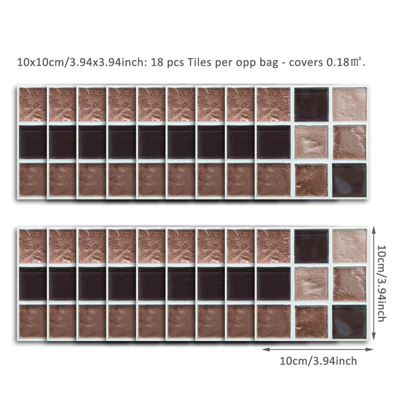 Jarrell 10cm W x 10cm L PVC Peel and Stick Mosaic Tile