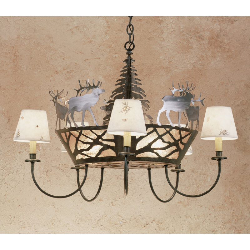 Rustic Lodge Chandelier, 59" H x 34" W x 34" D