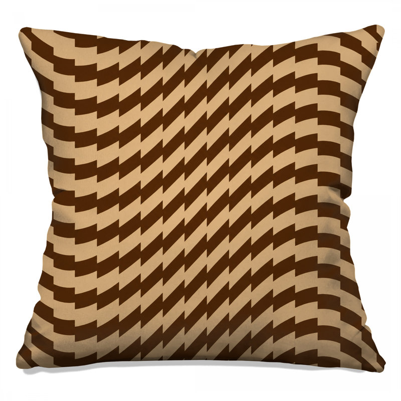Wavy Brown Beige Double Sided Throw Pillows, 20 x 20 inches