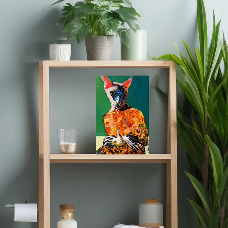 Contemporary Art Contemporary Cat Portrait Wall Art by Victor Tkachenko - Wrapped Canvas Print, 30.48 cm H x 20.32 cm W