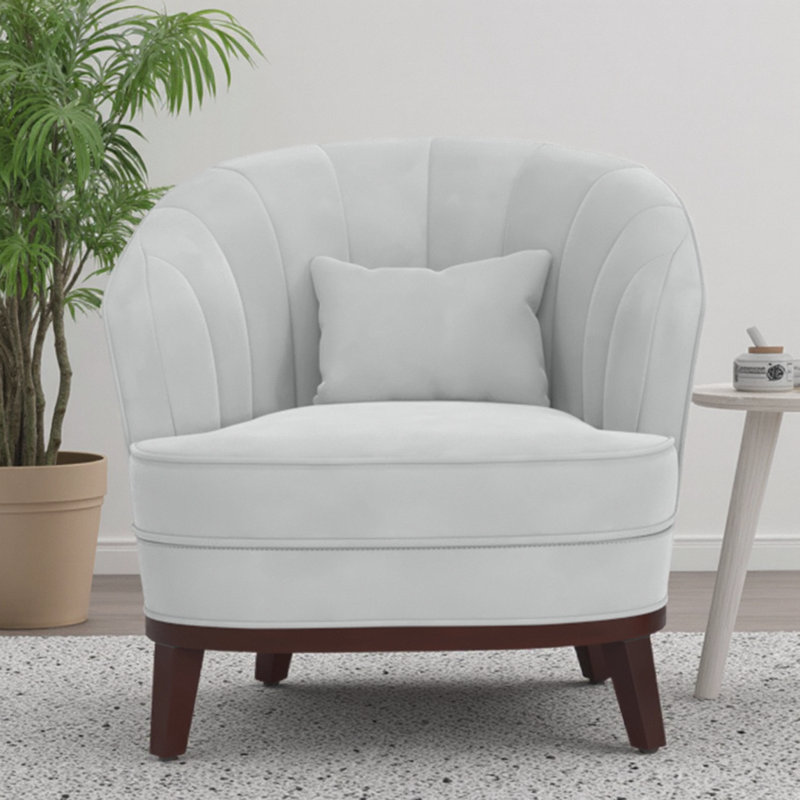 Élégant fauteuil d'appoint en tonneau rembourré Ava, Gris clair