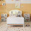 Metal Platform Bed Frame with Light, Kids Twin Metal Bed with Upholstered and Pull Out Storage Shelves-1930722815