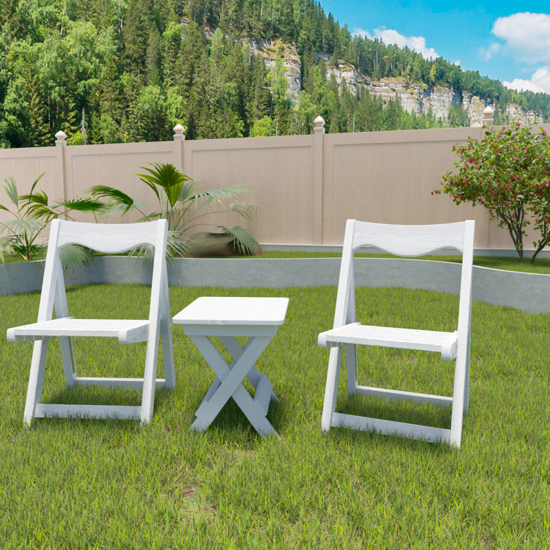 Hips Outdoor Foldable Furniture , 2 Chairs And Rectangular White Table For Spacious Living Chair White, Included