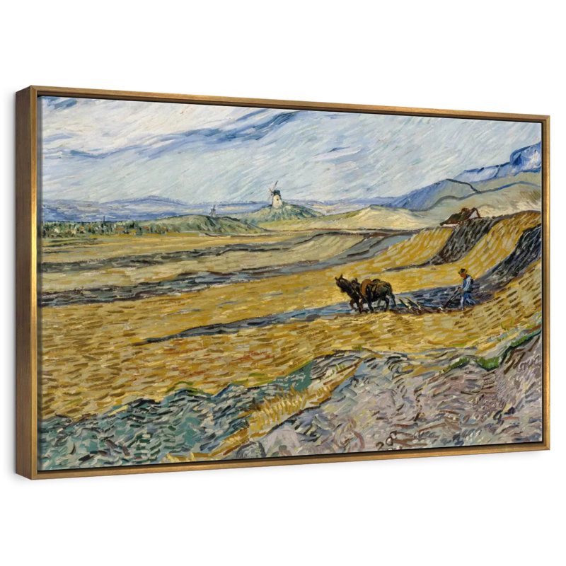 Enclosed Field With Ploughman, Floating Frame Gold, 43" X 29"