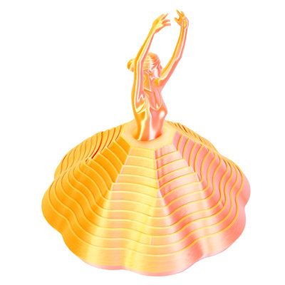 3D Printed Spinning Ballerina Toy Rotating Sensory Desk Sculpture for Home Office Pink Yellow Gradient