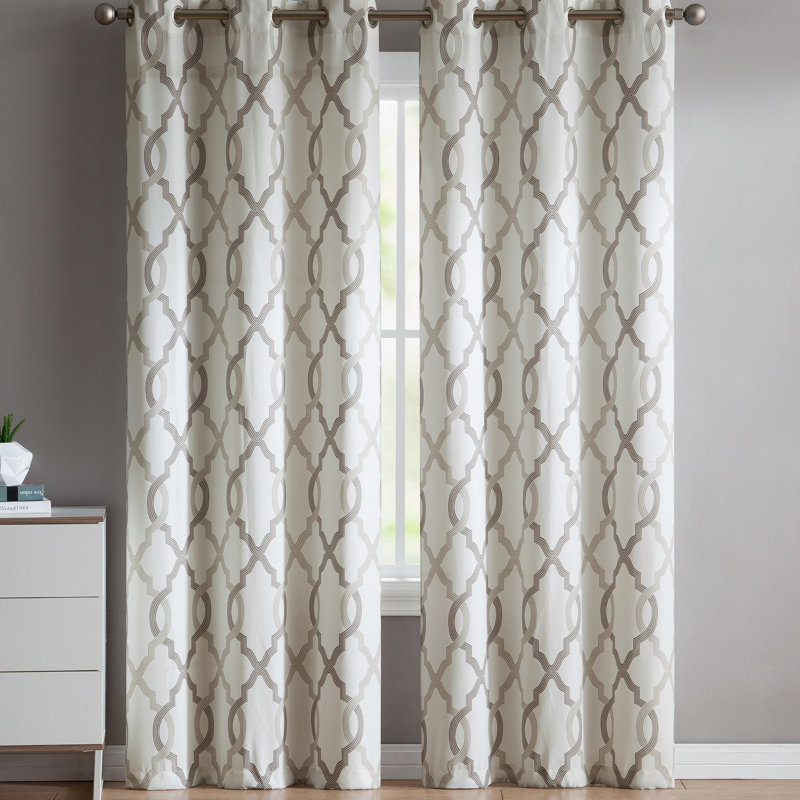 Paire de rideaux semi-transparents avec œillets , Taupe, l 38 po x L 84 po