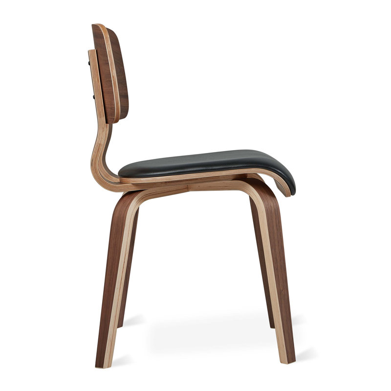Cardinal Dining Chair, Walnut/Moto Black Leather