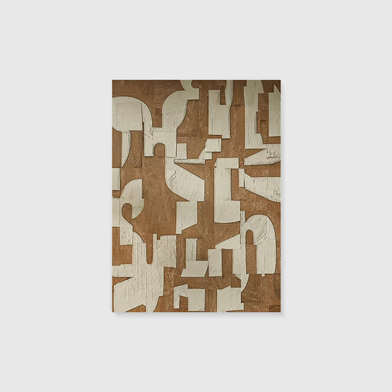 Art mural Mid-Century moderne en toile pour salon, H 47,24 po x l 31,5 po, Brun orangé