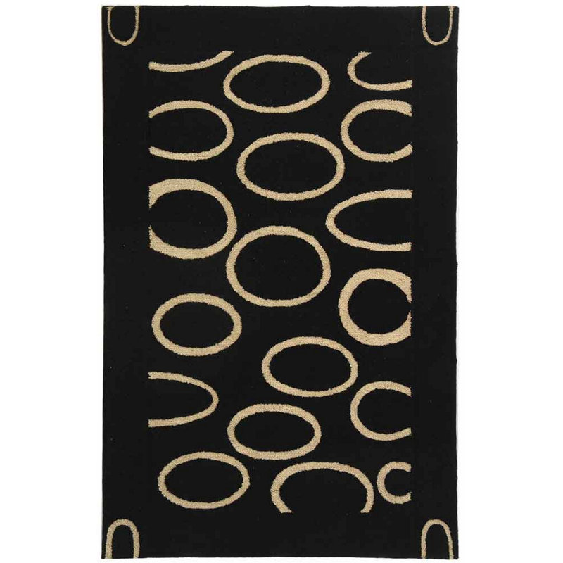 Tapis géométrique en laine et viscose touffeté à la main Jorie, Rectangle 5 pi x 8 pi